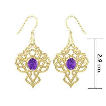 True Celtic pride ~ Sterling Solid Gold Jewelry Scottish Thistle Hook Earrings with a Sparkling Gemstone GTE593 - Jewelry